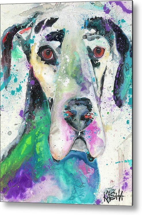 Great Dane Metal Print featuring the painting Big Blue by Kasha Ritter