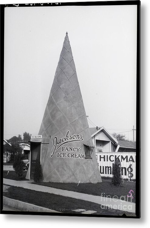 Built Structure Metal Print featuring the photograph Big Ice Cream Cone Store by Bettmann