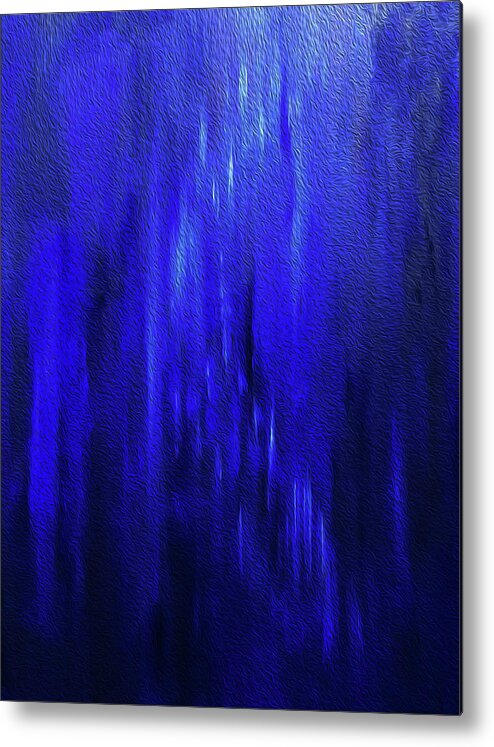 Blue Metal Print featuring the mixed media Blue Moment Meets Winter Night by Johanna Hurmerinta