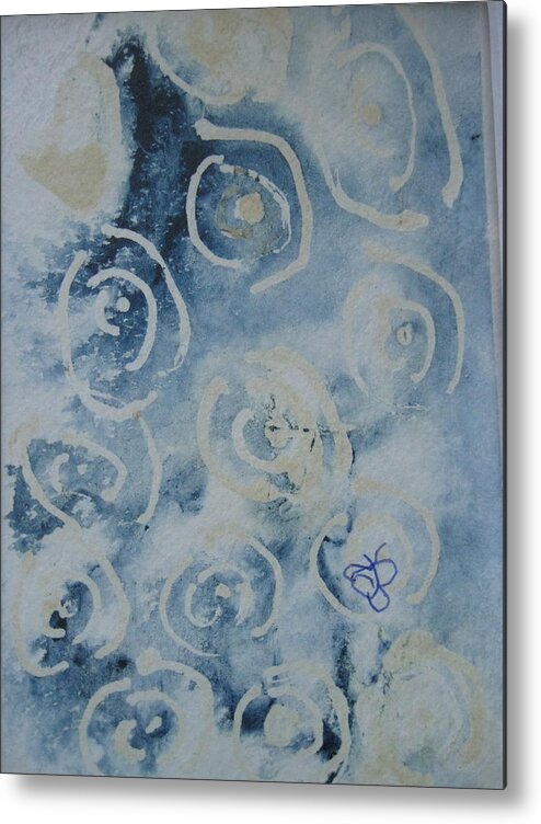 Blue Metal Print featuring the drawing Blue Spirals by AJ Brown