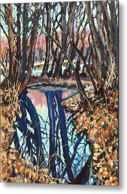 Boise Metal Print featuring the painting Boise River Reflections study by Les Herman