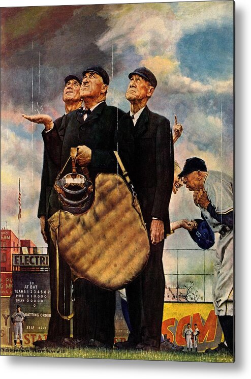 Sport Metal Print featuring the drawing Bottom Of The Sixth by Norman Rockwell