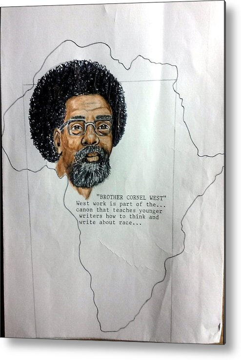 Black Art Metal Print featuring the drawing Brother Cornel West by Joedee