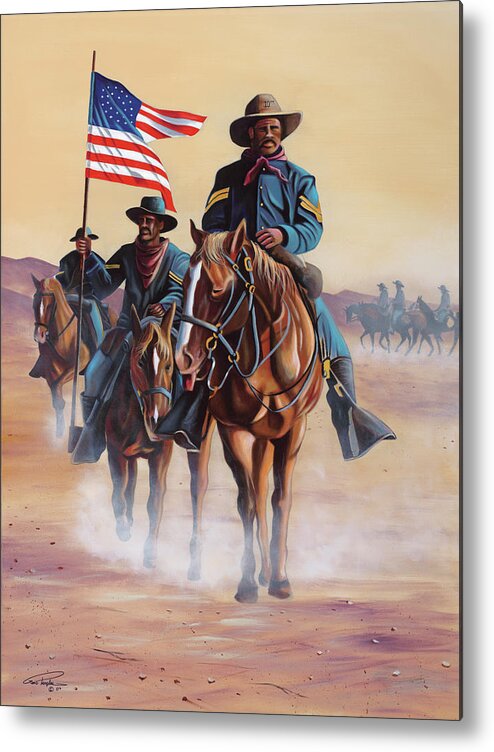 Buffalo Soldiers Metal Print featuring the painting Buffalo Soldiers by Geno Peoples
