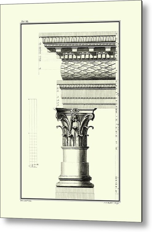 Architecture Metal Print featuring the painting B&w Column And Cornice IIi by Giovanni Borra