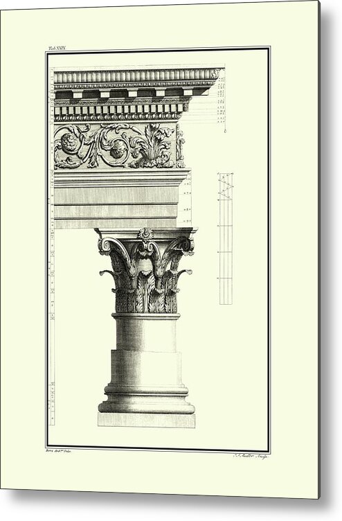 Architecture Metal Print featuring the painting B&w Column And Cornice Iv by Giovanni Borra
