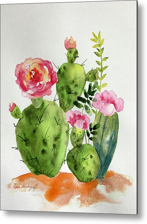 Cactus Metal Print featuring the painting Cactus Patch by Hilda Vandergriff
