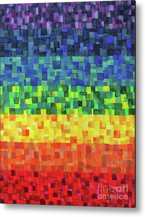 Chakras Metal Print featuring the painting Chakra Rainbow Tiles by Deborha Kerr