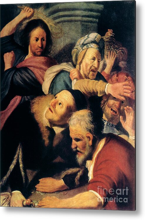 Cella Designs Metal Print featuring the drawing Christ Drives The Money-changers by Print Collector