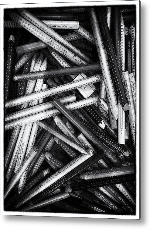 Pencils Metal Print featuring the photograph Colored Pencils In Black And White by Lotte Grnkjr