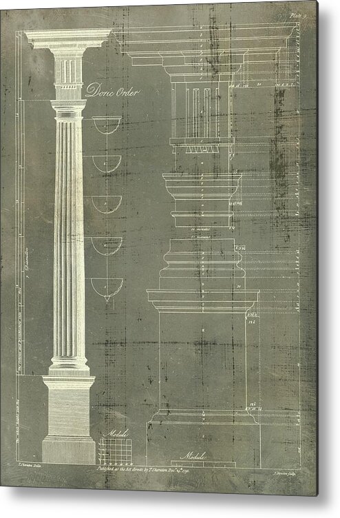 Architecture Metal Print featuring the painting Column Blueprint Iv by Thomas Sheraton