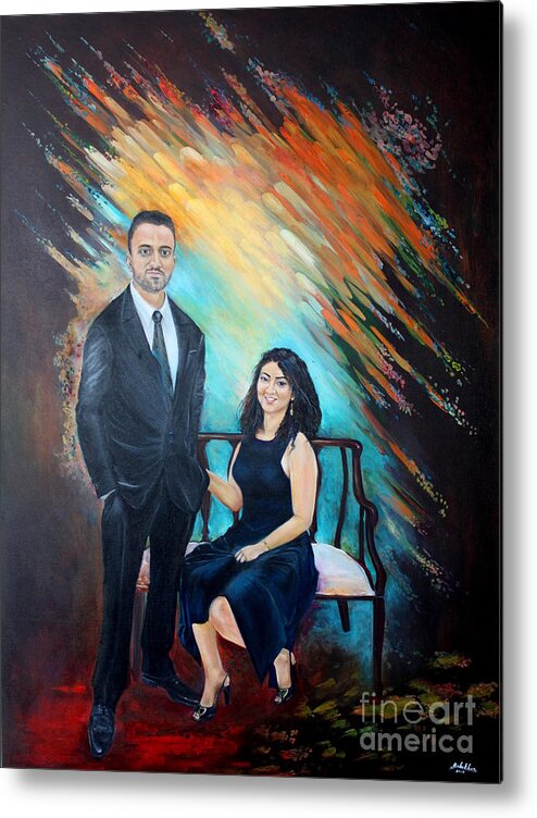 Portrait Lavo Lavo Ko Metal Print featuring the painting Couple Portaint ONe by Farzali Babekhan