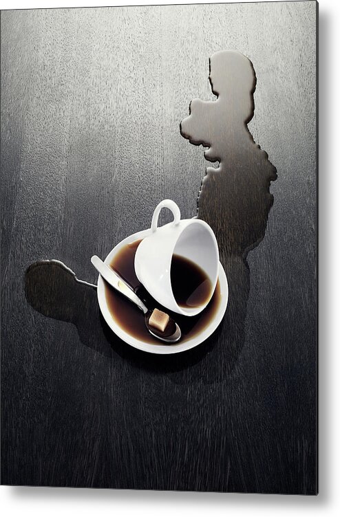 Sweden Metal Print featuring the photograph Cup With Spilled Coffee by Johner Images