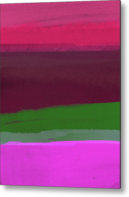 Landscape Metal Print featuring the painting Dark Red Wine and Purple Abstract by Naxart Studio