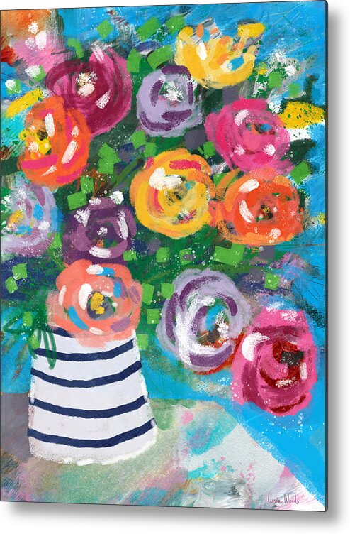 Flowers Metal Print featuring the mixed media Delightful Bouquet 6- Art by Linda Woods by Linda Woods