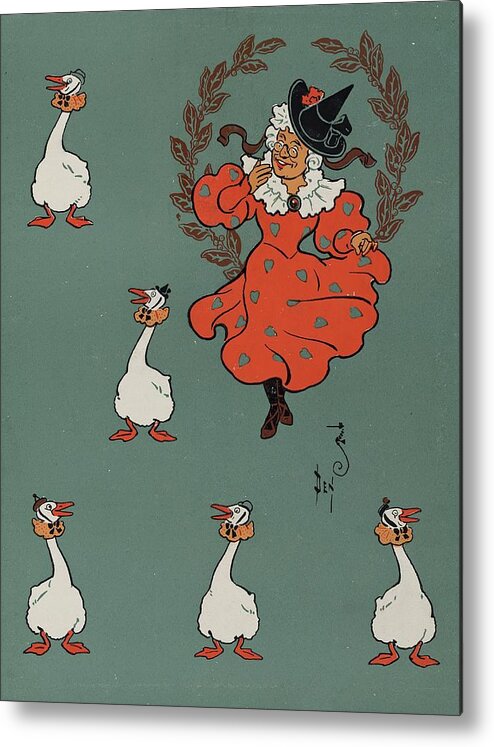 Illustration Metal Print featuring the painting Denslows Mother Goose Pl 01 by William Wallace Denslow