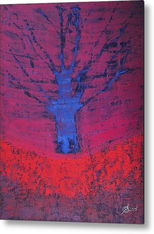 Tree Metal Print featuring the painting Disappearing Tree original painting by Sol Luckman