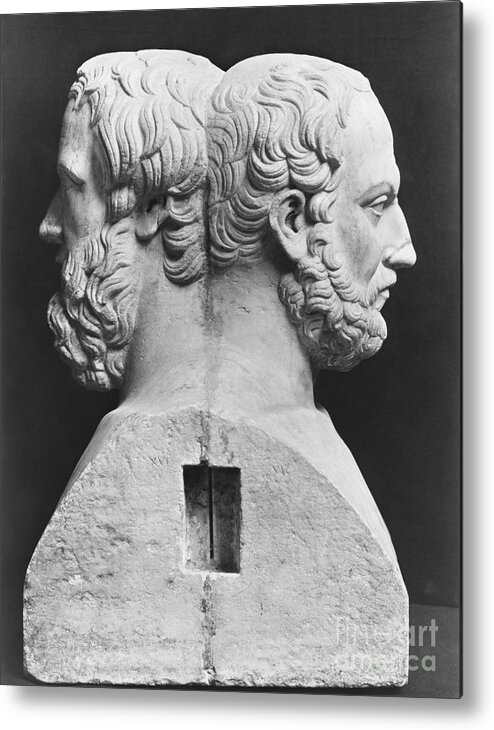 Double Faced Metal Print featuring the photograph Double Herm Of Herodotus And Thucydides by Greek School