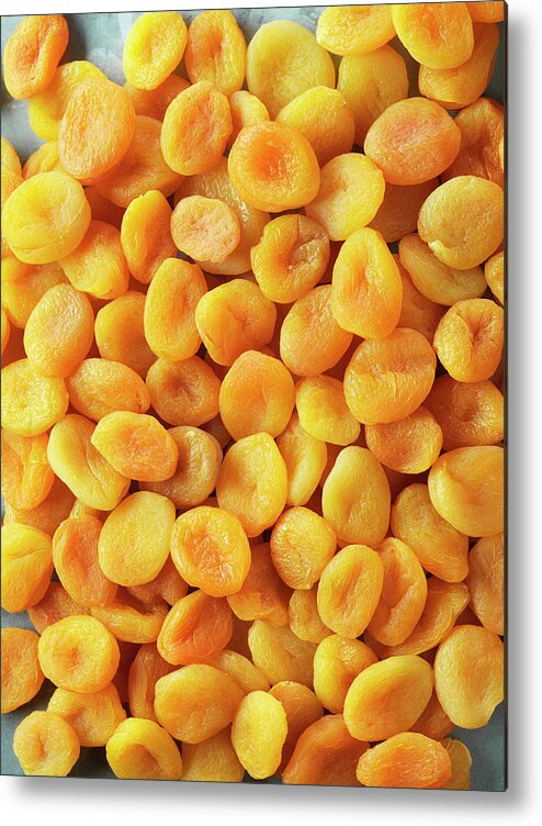 Close-up Metal Print featuring the digital art Dried Apricots, Full Frame, Close-up by Diana Miller