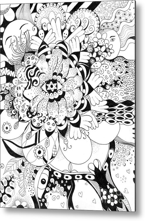 Ecstasy And Bliss By Helena Tiainen Metal Print featuring the drawing Ecstasy and Bliss by Helena Tiainen
