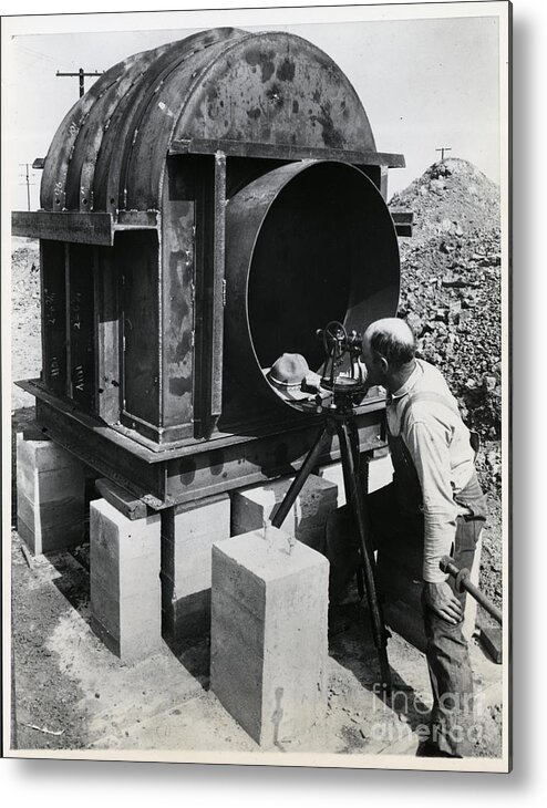 Physicist Metal Print featuring the photograph Engineer Taking Measurement by Bettmann