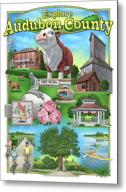 Audubon Iowa Metal Print featuring the digital art Explore Audubon County by Scott Ross