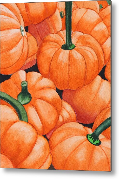 Black Metal Print featuring the painting Fall Harvest Watercolor by Kimberly Walker