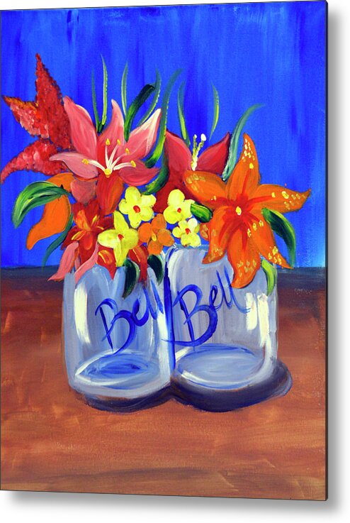 Fall Jars Metal Print featuring the painting Fall Jars by Sarah Tiffany King