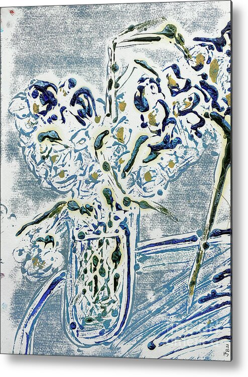 Fleur Metal Print featuring the painting Fleur De Sel No 02 Blue Carmel Monotype, 2021 Oil On Paper by Jay Batlle