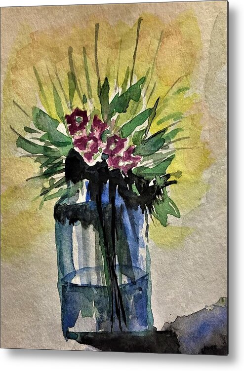 Flowers Metal Print featuring the painting Flowers In Vase by Julie Wittwer