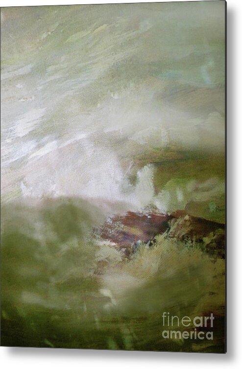 Abstract Metal Print featuring the mixed media Fog in the Mountains by Sharon Williams Eng