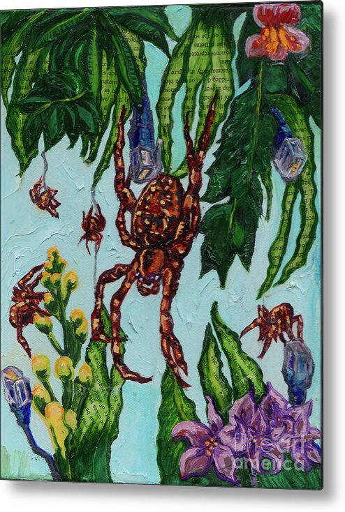 Spider Metal Print featuring the painting Garden Orbweaver by Emily McLaughlin