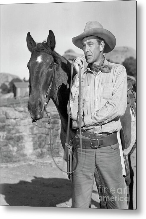 People Metal Print featuring the photograph Gary Cooper With Horse In Western Film by Bettmann