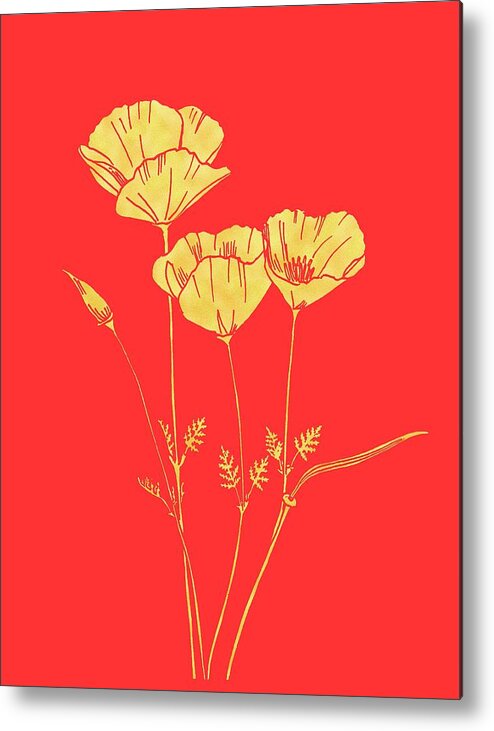 California Metal Print featuring the painting Golden California Poppy by Masha Batkova