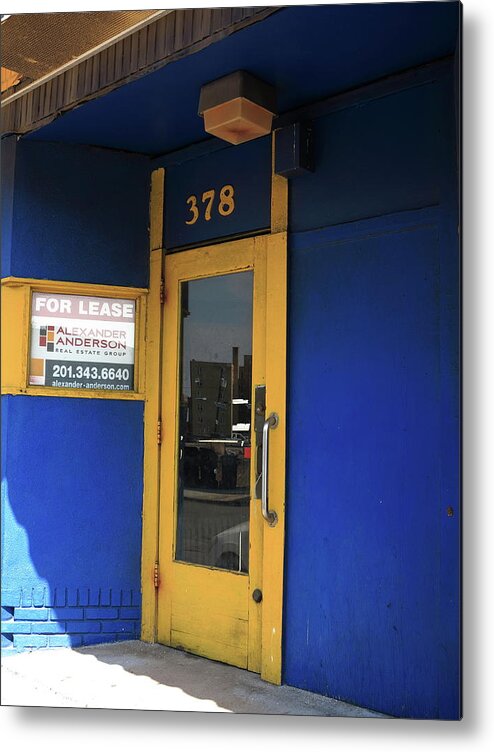 Alley Metal Print featuring the photograph Hackensack, NJ - Yellow Door 2018 by Frank Romeo