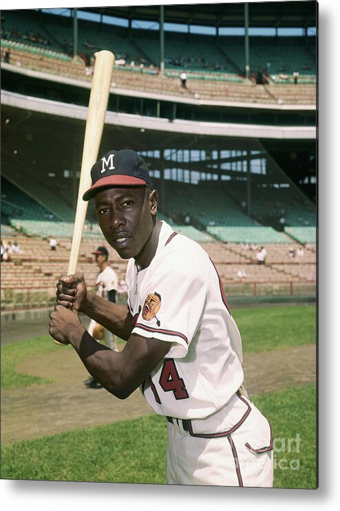 People Metal Print featuring the photograph Hank Aaron Of The Milwaukee Braves by Bettmann