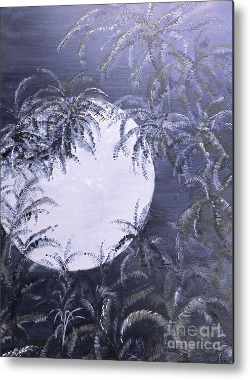 Hawaiian Blue Moon Metal Print featuring the painting Hawaiian Darken Blue Moon by Michael Silbaugh