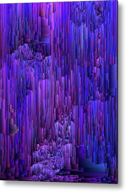 Glitch Metal Print featuring the digital art Hidden Cave - Abstract Pixel Art by Jennifer Walsh