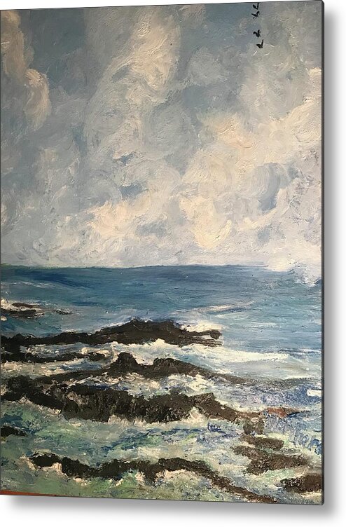 Puna Coastline Metal Print featuring the painting High Tide at Puna by Clare Ventura