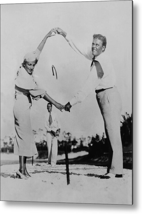 People Metal Print featuring the photograph Horseshoe Pitcher In Miami On March 1946 by Keystone-france