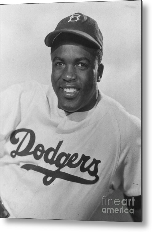 People Metal Print featuring the photograph Jackie Robinson Happy Portrait 1949 by Transcendental Graphics