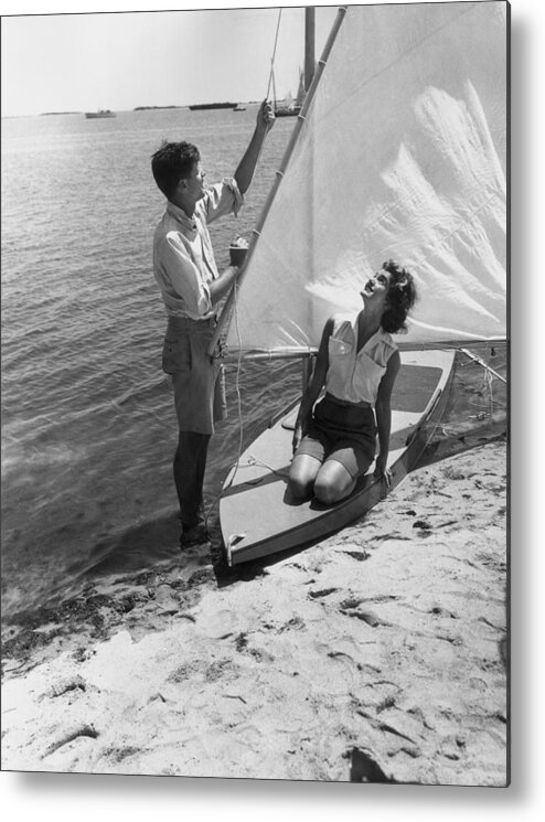 People Metal Print featuring the photograph Jfk Sailing by Hulton Archive
