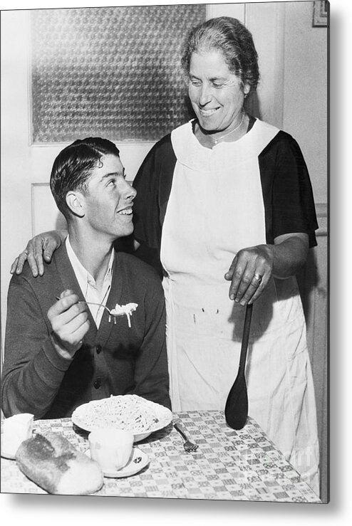 Mature Adult Metal Print featuring the photograph Joe Dimaggio And His Mother Rosalie by Bettmann