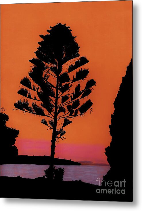 Sunset Metal Print featuring the drawing Lake Sunset by D Hackett