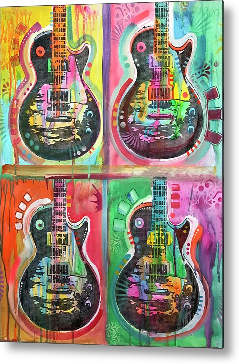 Les Paul 4up Metal Print featuring the mixed media Les Paul 4up by Dean Russo