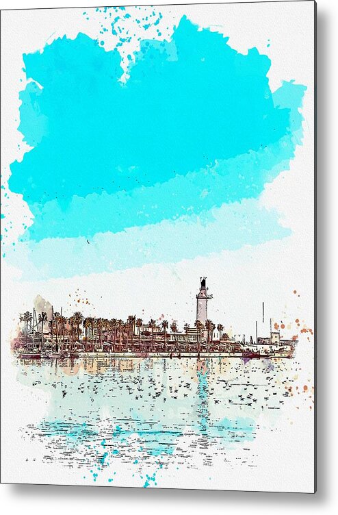 Lighthouse Metal Print featuring the painting lighthouse 9 watercolor by Ahmet Asar by Celestial Images