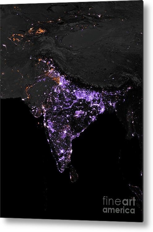 2012 Metal Print featuring the photograph Lighting Intensity In India by Nasa/science Photo Library