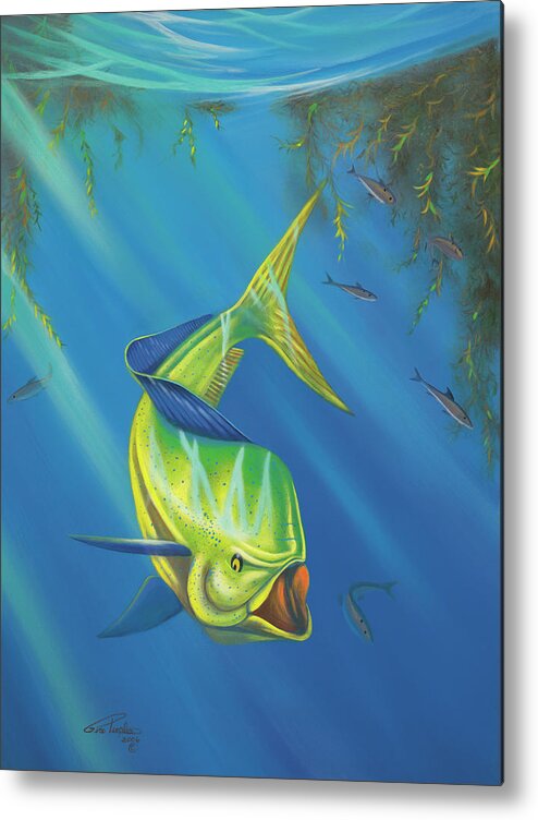 Mahi Mahi Metal Print featuring the painting Mahi Mahi by Geno Peoples