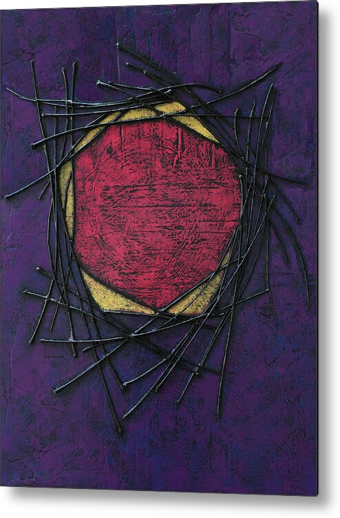 Abstract Metal Print featuring the painting Make Safe by Carrie MaKenna