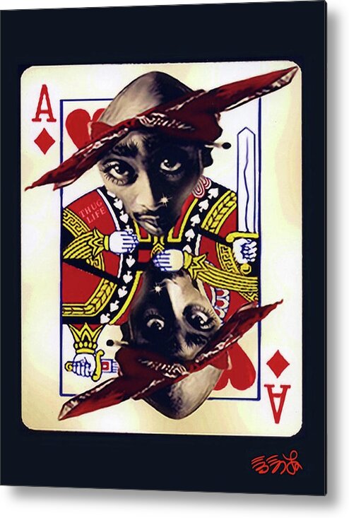 Makiavelli Metal Print featuring the painting Makiavellian Conundrum - Tupac Shakur by Ebenlo - Painter Of Song